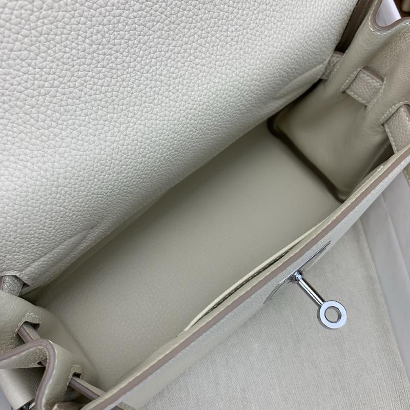 Hermes Kelly Messenger Bag Craie with Silver HM1030