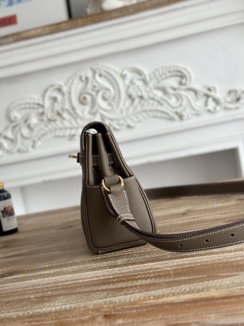 Hermes Kelly Messenger Bag Etoupe with Gold HM1030