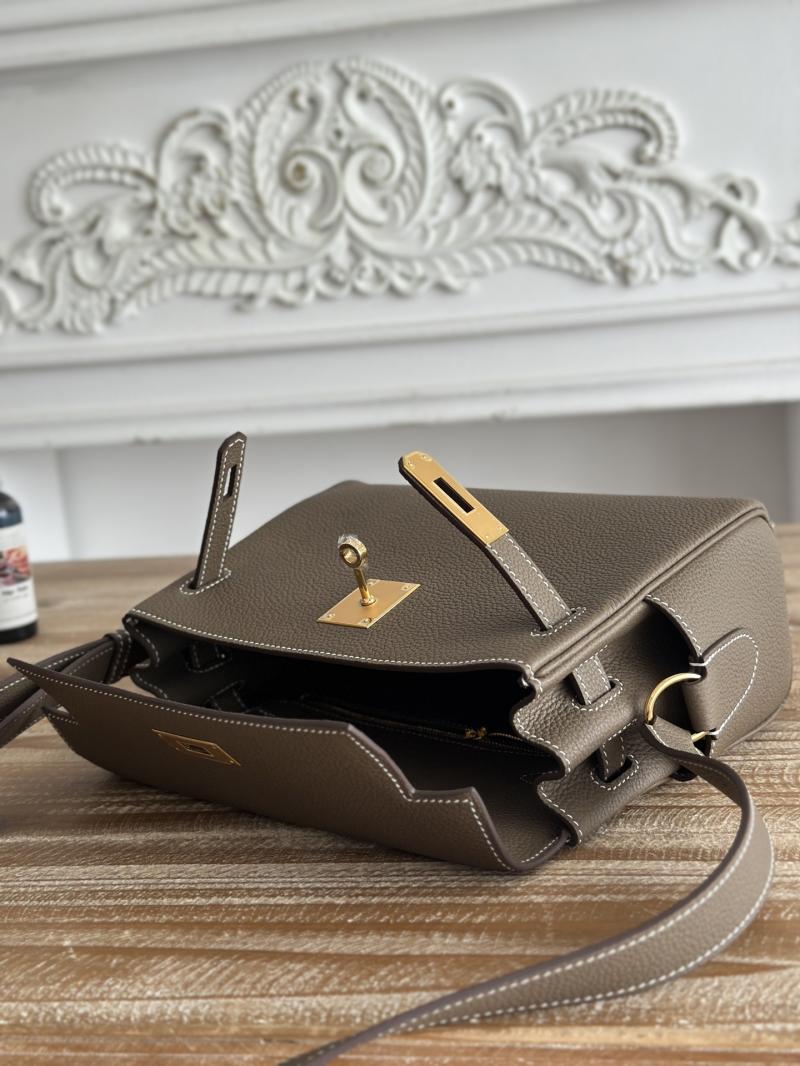 Hermes Kelly Messenger Bag Etoupe with Gold HM1030