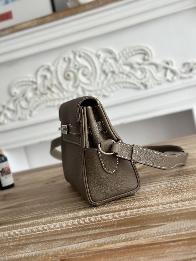 Hermes Kelly Messenger Bag Etoupe with Silver HM1030