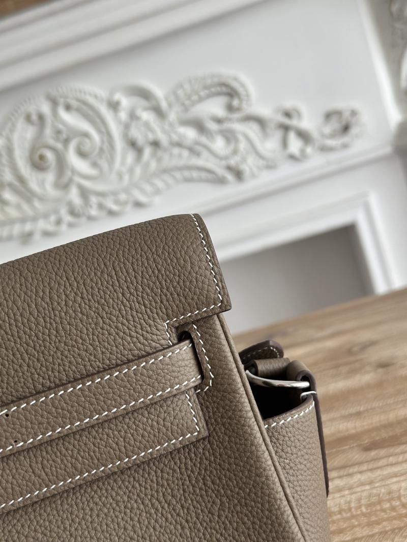 Hermes Kelly Messenger Bag Etoupe with Silver HM1030