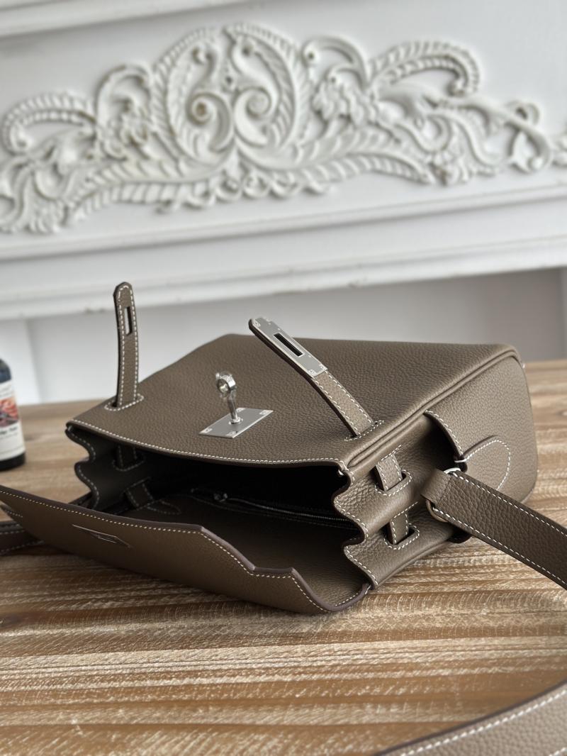 Hermes Kelly Messenger Bag Etoupe with Silver HM1030