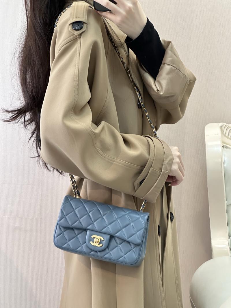 Small Chanel Lambskin Flap Bag Grey AS1787