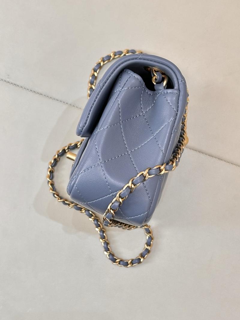 Small Chanel Lambskin Flap Bag Grey AS1787