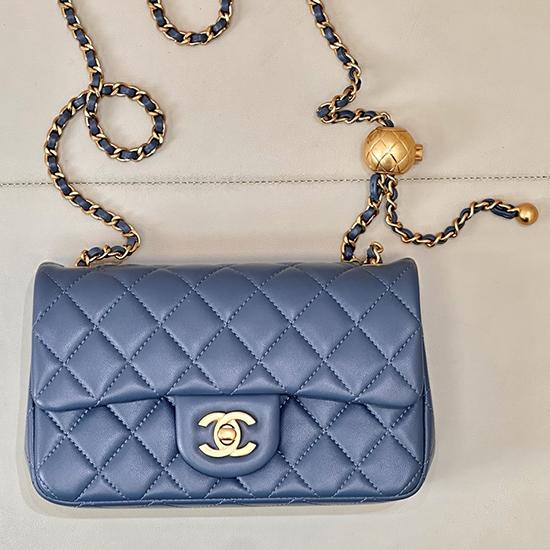 Small Chanel Lambskin Flap Bag Grey AS1787