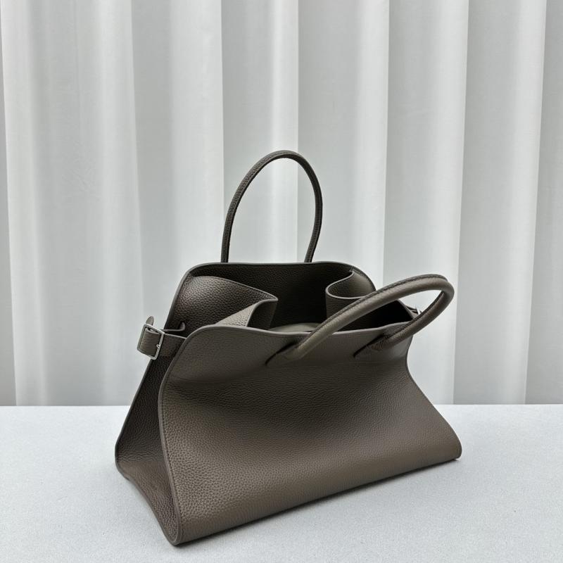The Row Grain Leather Margaux 15 Bag Dark Grey T1831