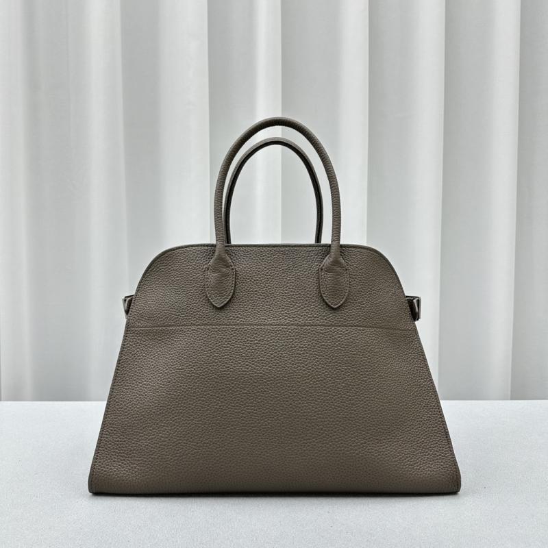 The Row Grain Leather Margaux 15 Bag Dark Grey T1831