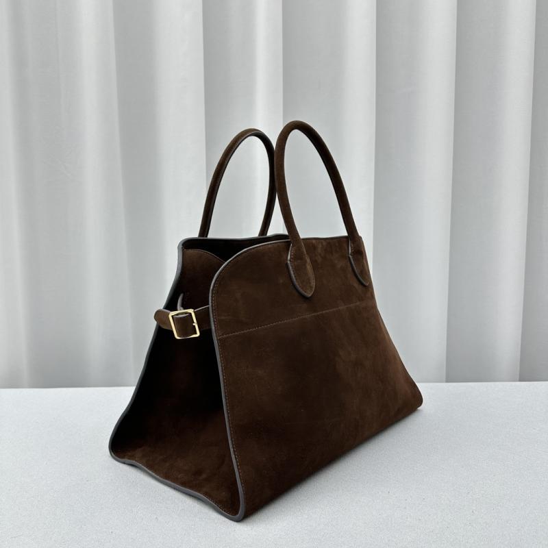 The Row Suede Margaux 15 Bag Dark Brown T1831