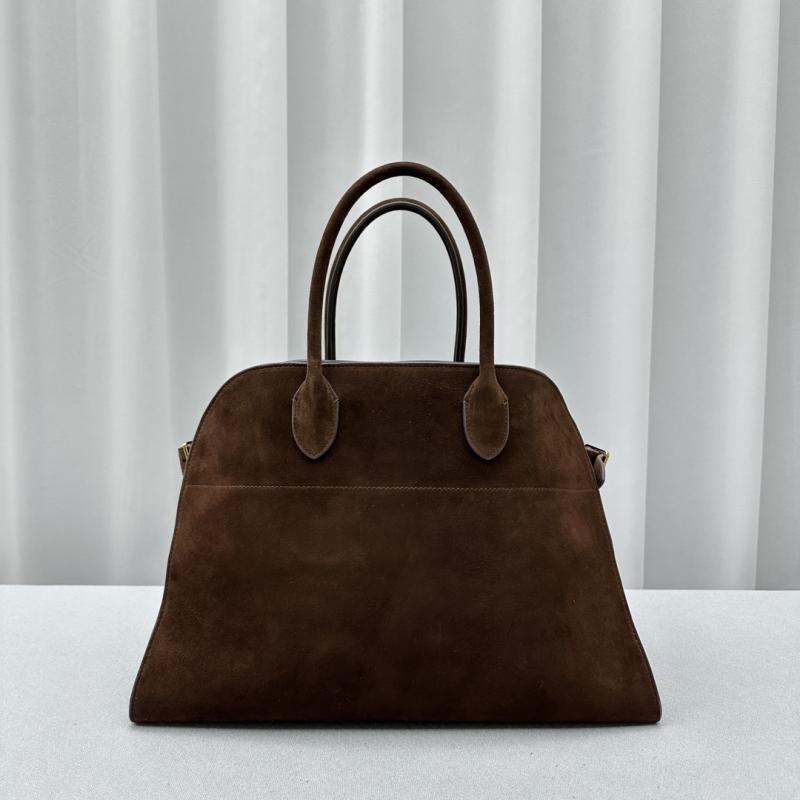 The Row Suede Margaux 15 Bag Dark Brown T1831