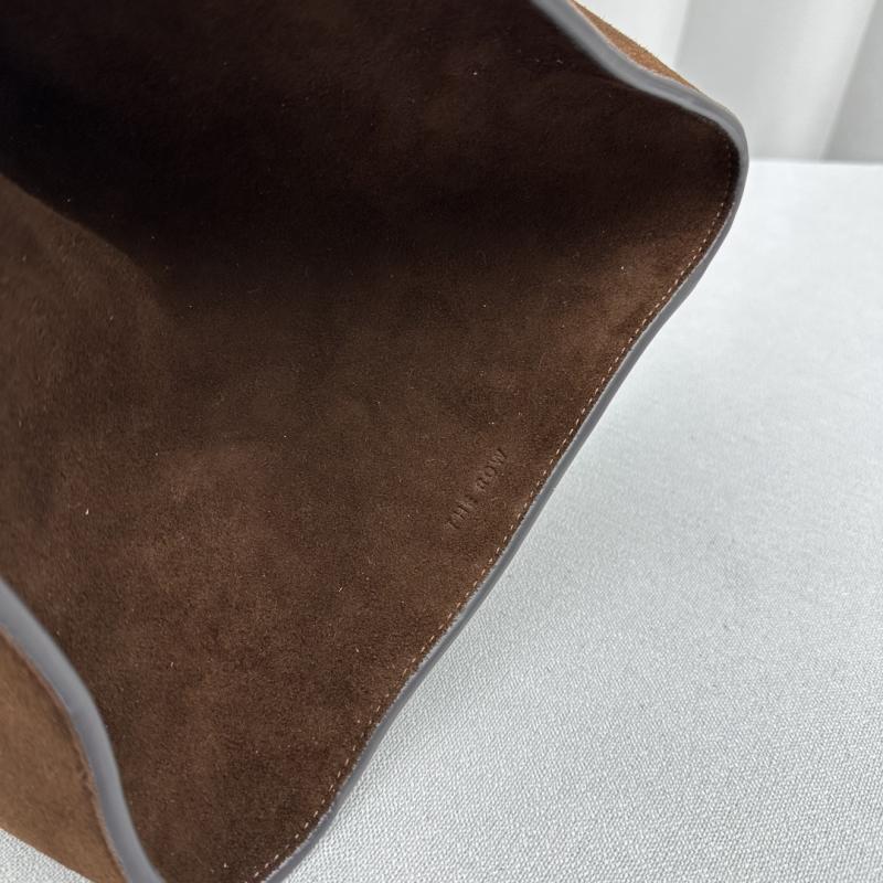 The Row Suede Margaux 15 Bag Dark Brown T1831