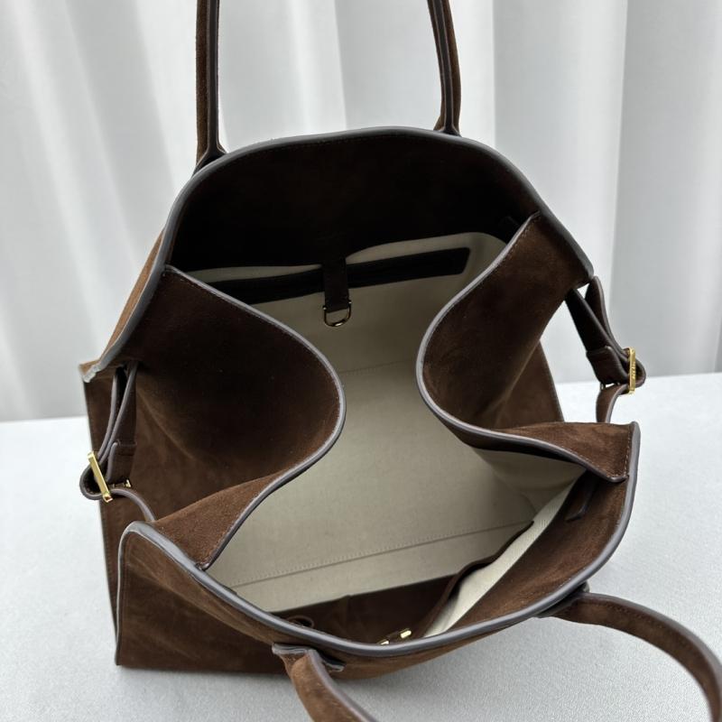 The Row Suede Margaux 15 Bag Dark Brown T1831