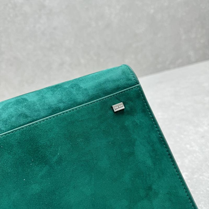 The Row Suede Margaux 15 Bag Green T1831