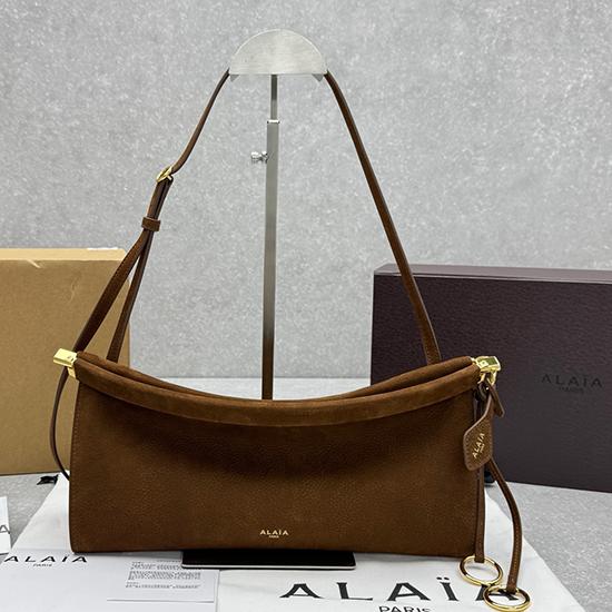 Alaia Le Click Eest West Nubuck Medium Bag Brown M4490