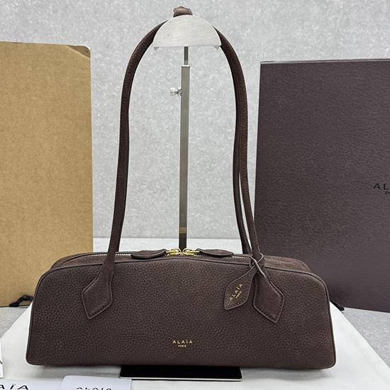Alaia Le Teckel Suede Shoulder Bag Brown L4401