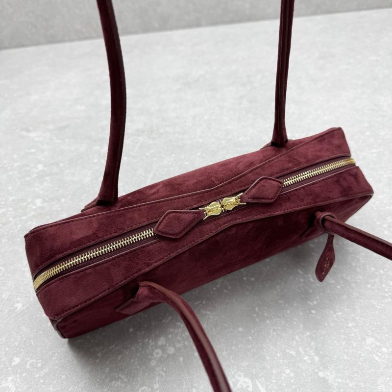 Alaia Le Teckel Suede Shoulder Bag Burgundy L4401