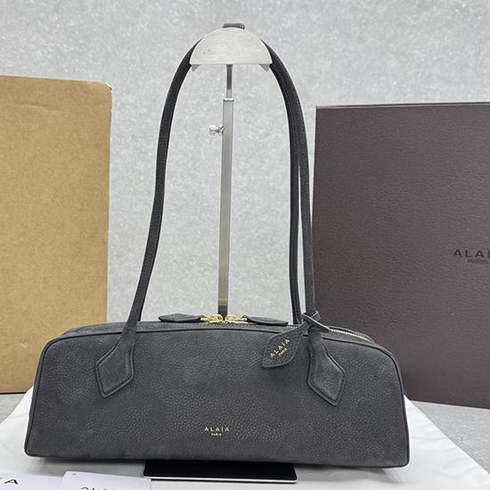 Alaia Le Teckel Suede Shoulder Bag Grey L4401
