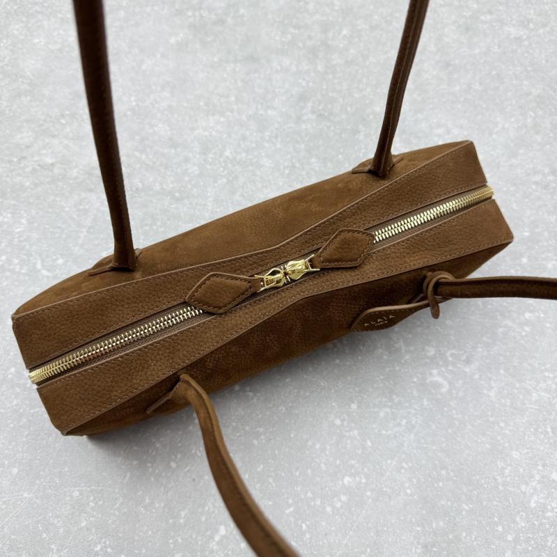 Alaia Le Teckel Suede Shoulder Bag Light Brown L4401