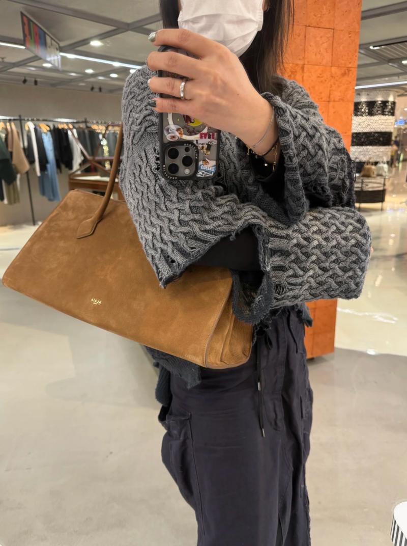 Alaia Le Teckel Suede Tote Bag Brown L4425