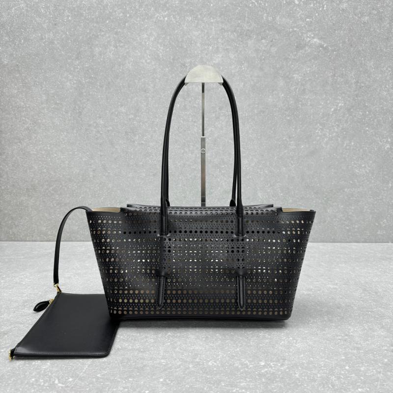 Alaia Neo Mina 32 Leather Tote Bag Black AL4422