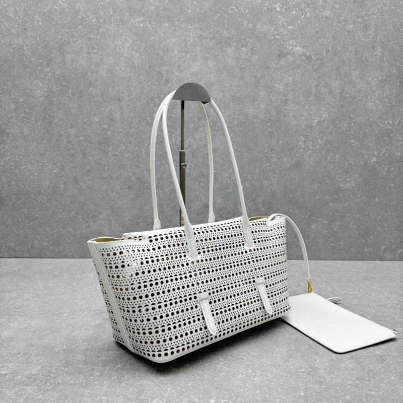 Alaia Neo Mina 32 Leather Tote Bag White AL4422