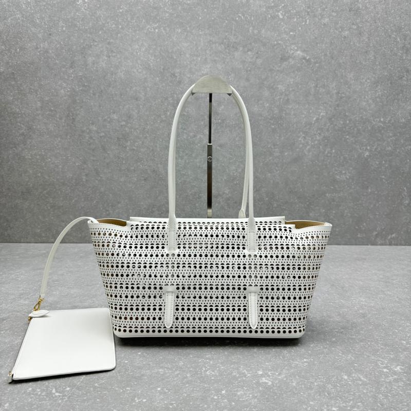Alaia Neo Mina 32 Leather Tote Bag White AL4422
