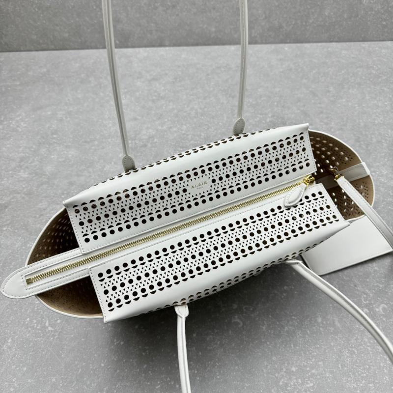 Alaia Neo Mina 32 Leather Tote Bag White AL4422