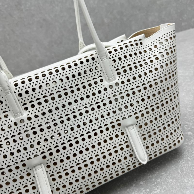 Alaia Neo Mina 32 Leather Tote Bag White AL4422