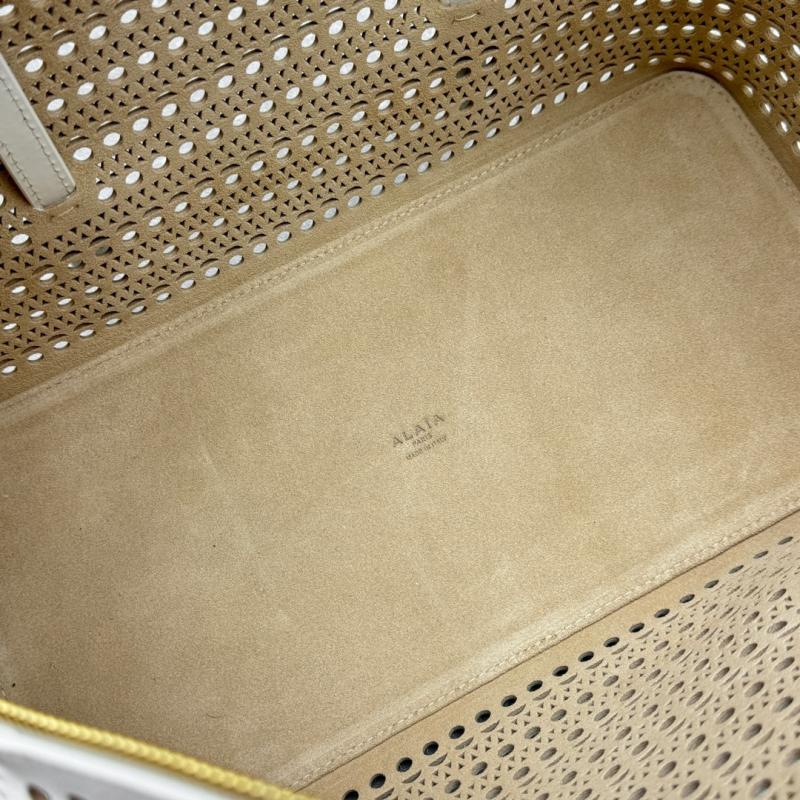 Alaia Neo Mina 32 Leather Tote Bag White AL4422