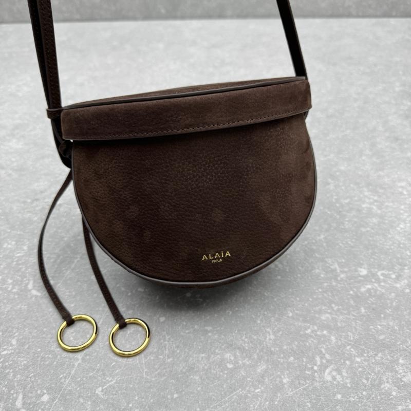 Alaia Suede Crossbody Bag Brown AL4495