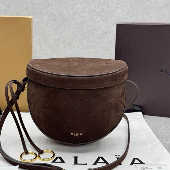 Alaia Suede Crossbody Bag Brown AL4495