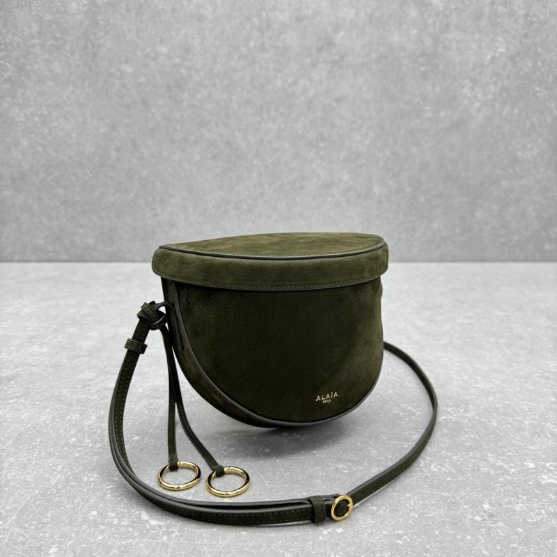 Alaia Suede Crossbody Bag Green AL4495