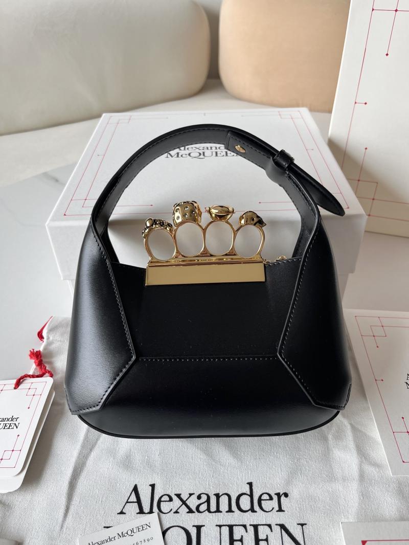 Alexander McQueen Jewelled Mini Hobo Bag A731136 Black