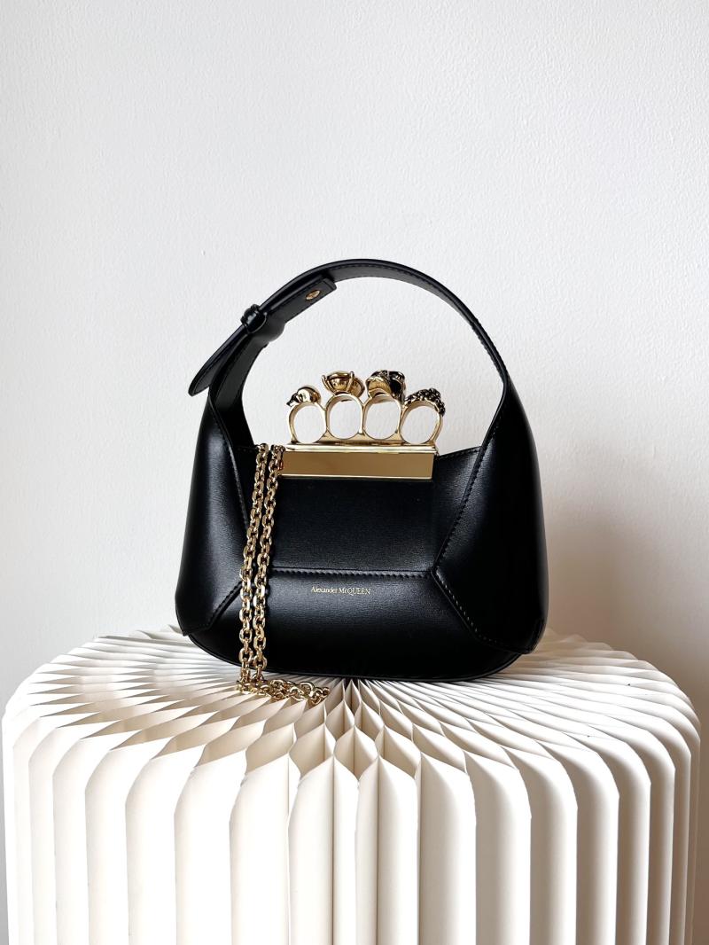 Alexander McQueen Jewelled Mini Hobo Bag A731136 Black