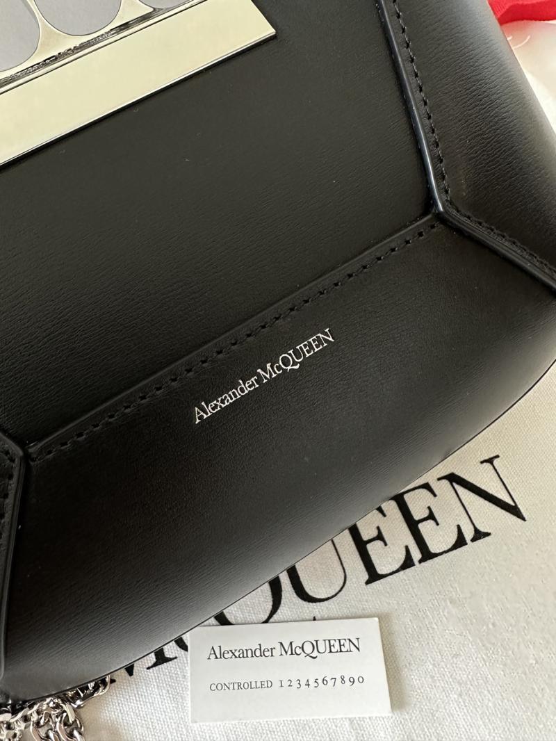 Alexander McQueen Jewelled Mini Hobo Bag Black with Silver