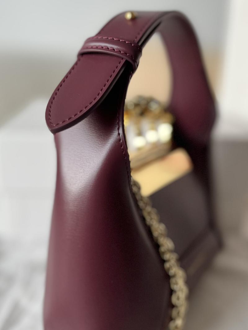 Alexander McQueen Jewelled Mini Hobo Bag Burgundy A731136