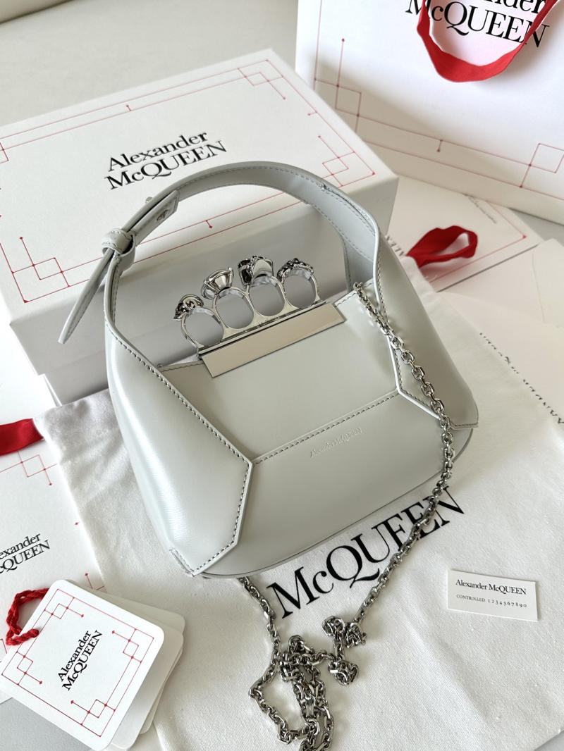 Alexander McQueen Jewelled Mini Hobo Bag Grey A731136