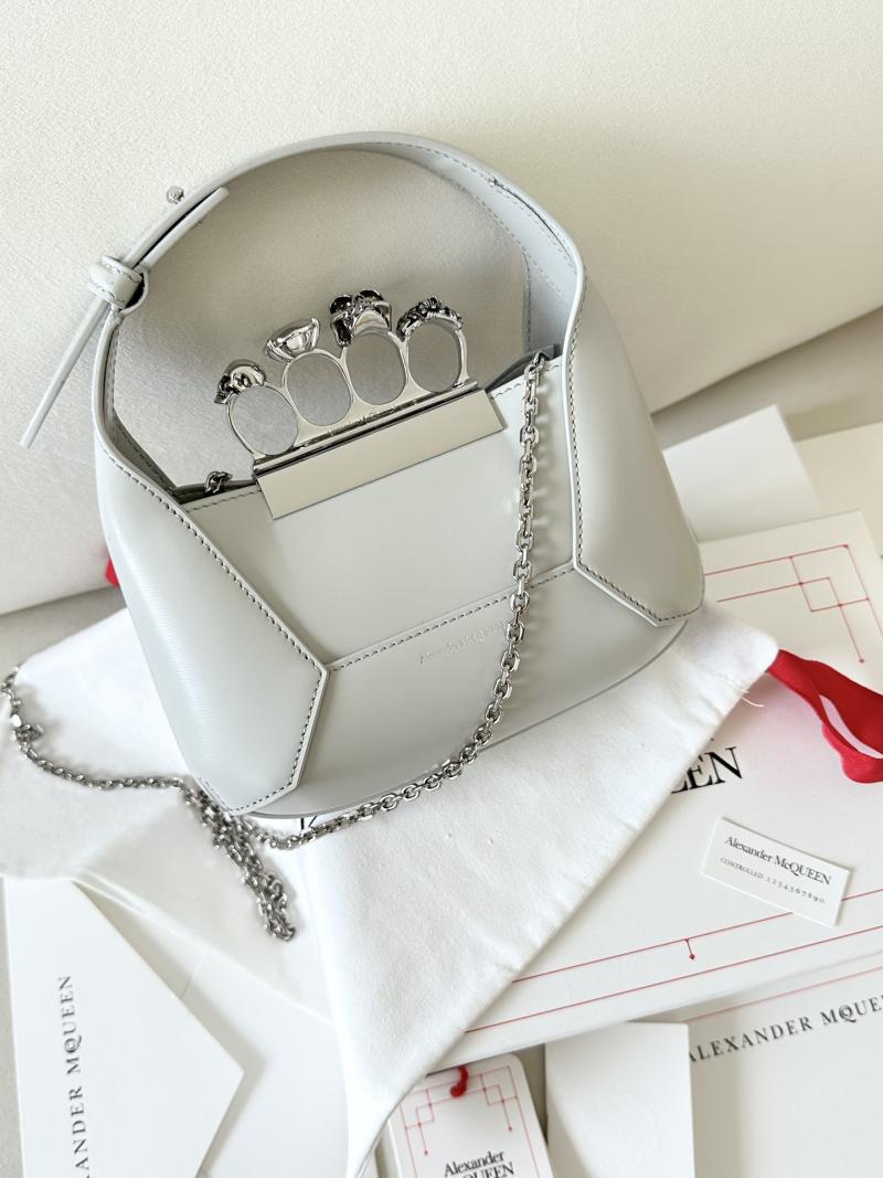 Alexander McQueen Jewelled Mini Hobo Bag Grey A731136