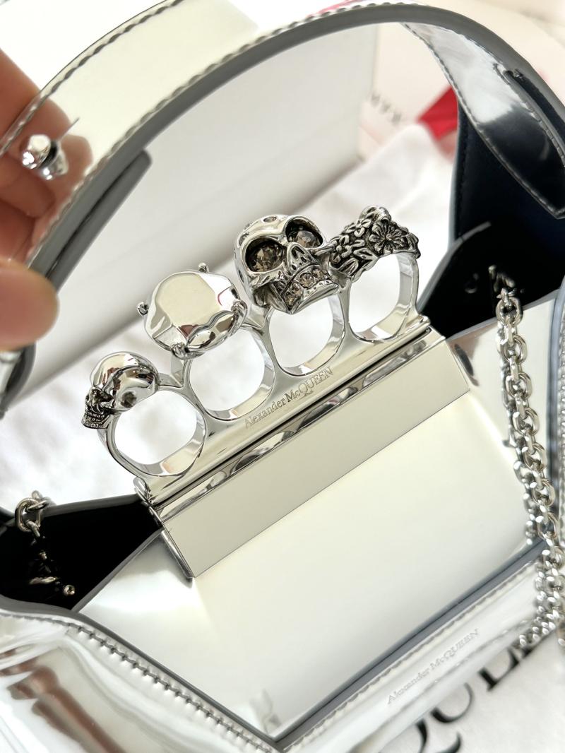 Alexander McQueen Jewelled Mini Hobo Bag Silver A731136