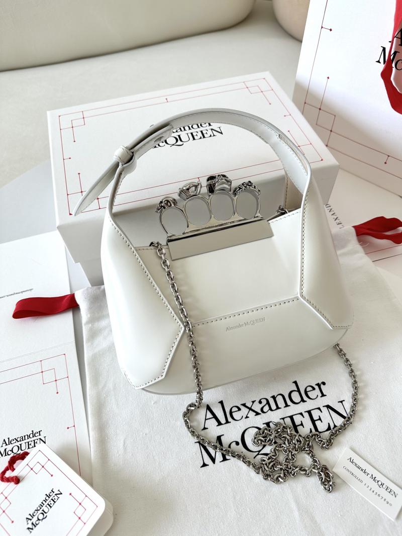 Alexander McQueen Jewelled Mini Hobo Bag White A731136