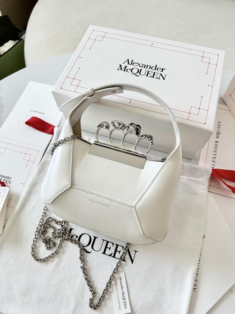 Alexander McQueen Jewelled Mini Hobo Bag White A731136