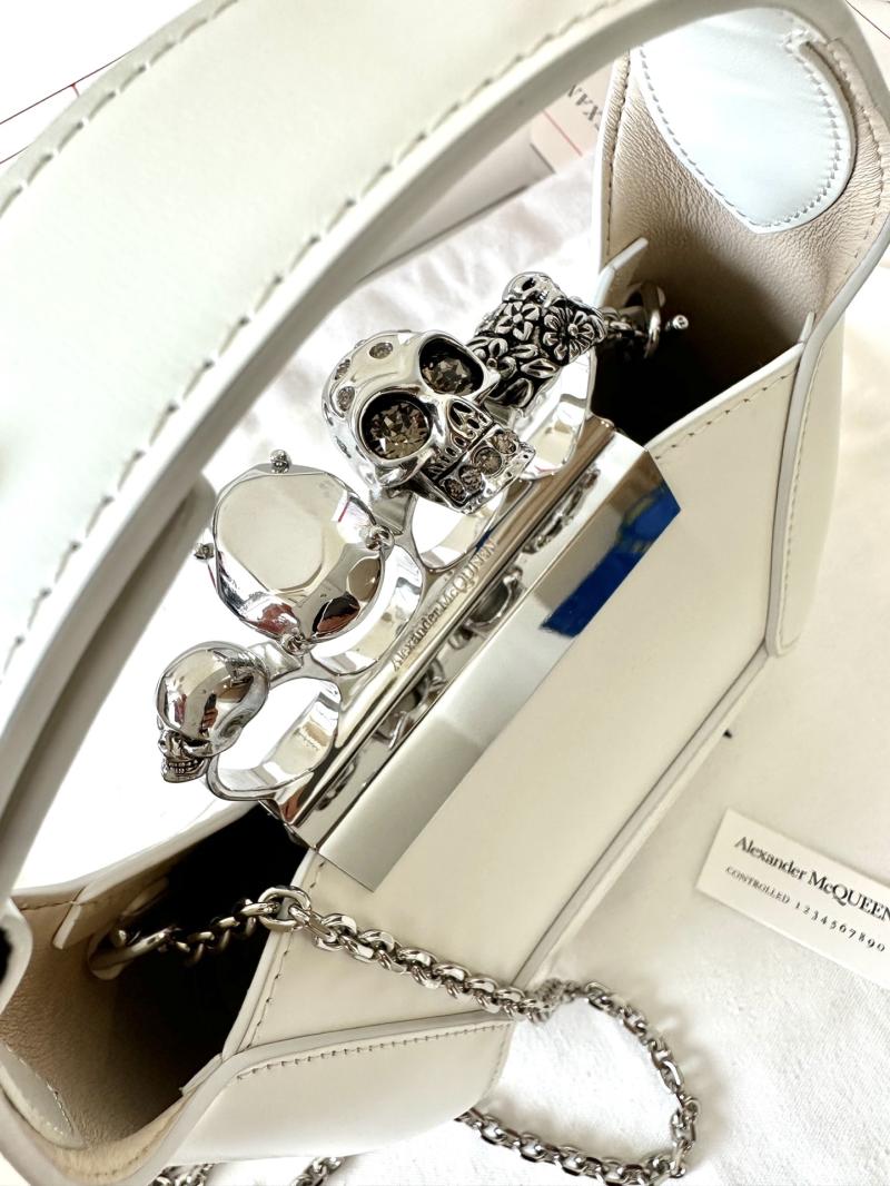Alexander McQueen Jewelled Mini Hobo Bag White A731136