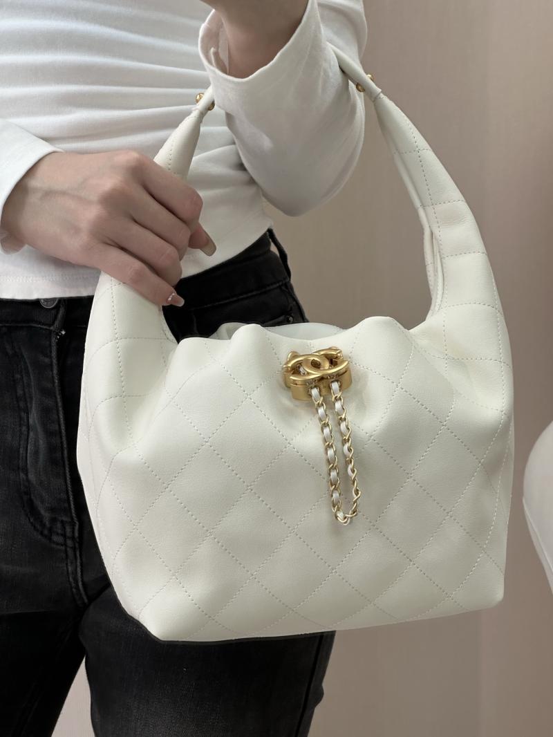 Chanel Hobo Handbag White AS5976