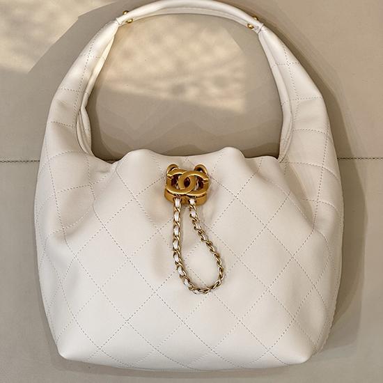 Chanel Hobo Handbag White AS5976
