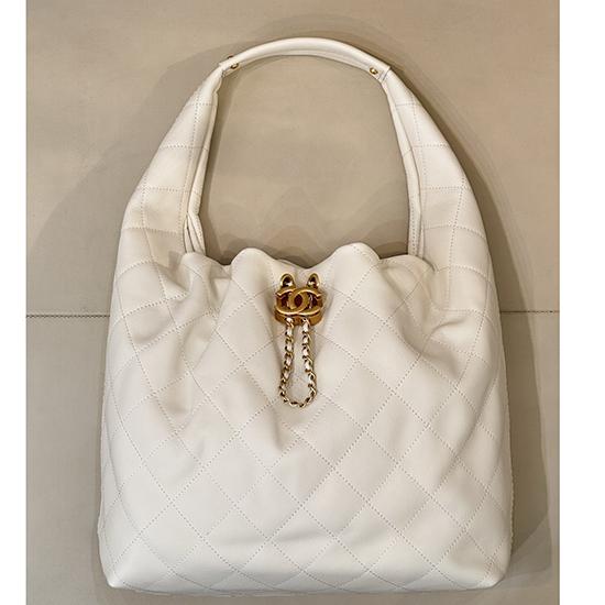 Chanel Large Hobo Bag White AS5967