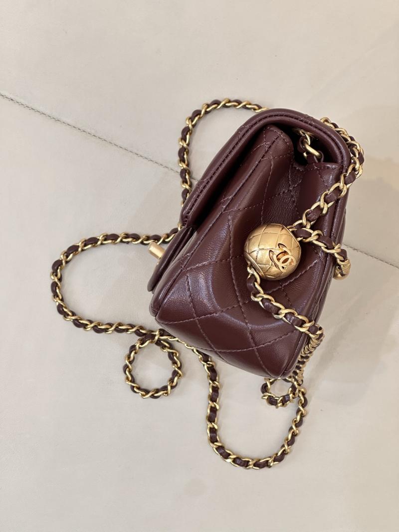 Chanel Mini Lambskin Flap Bag Burgundy AS1786