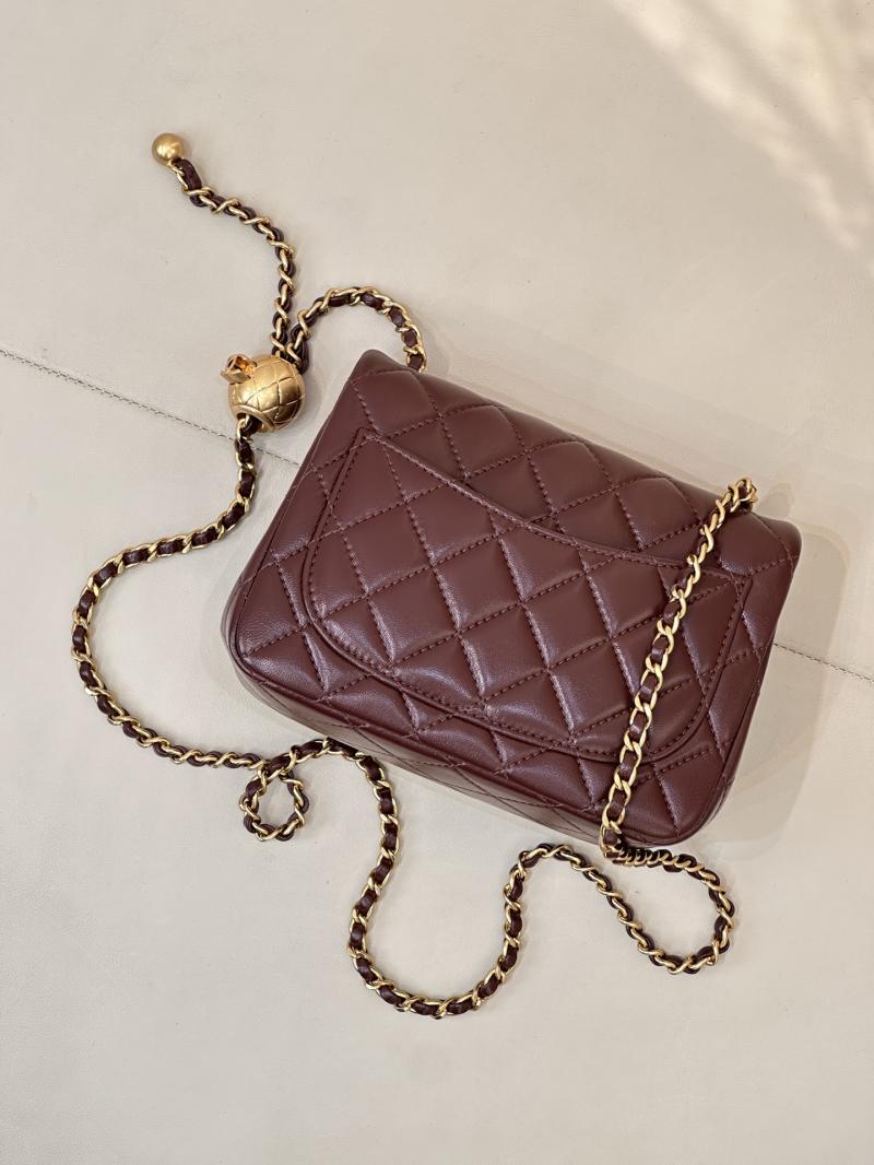 Chanel Mini Lambskin Flap Bag Burgundy AS1786