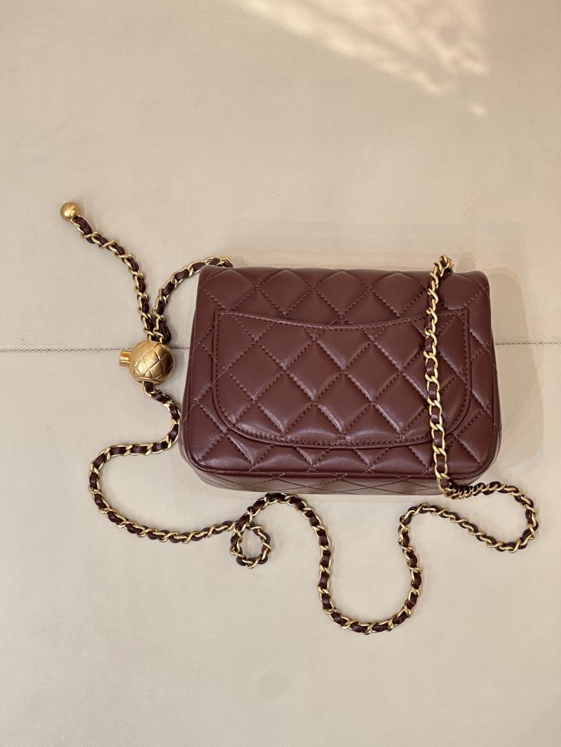 Chanel Mini Lambskin Flap Bag Burgundy AS1786