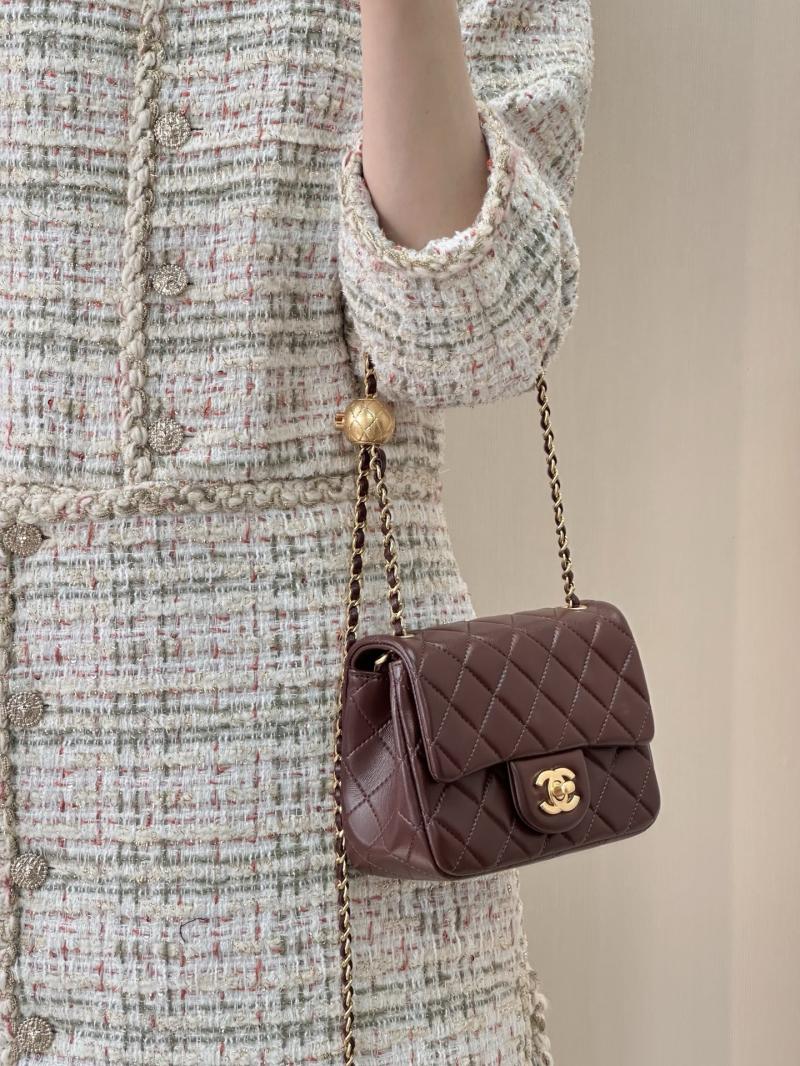 Chanel Mini Lambskin Flap Bag Burgundy AS1786