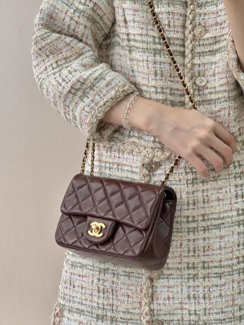 Chanel Mini Lambskin Flap Bag Burgundy AS1786