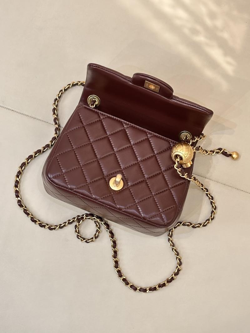 Chanel Mini Lambskin Flap Bag Burgundy AS1786